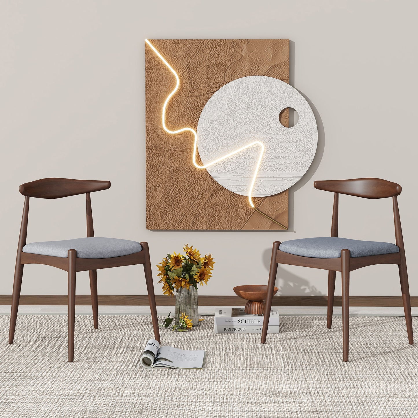 Dining Chairs With Ergonomic Backrest & Comfort Cushions (Set of 2)