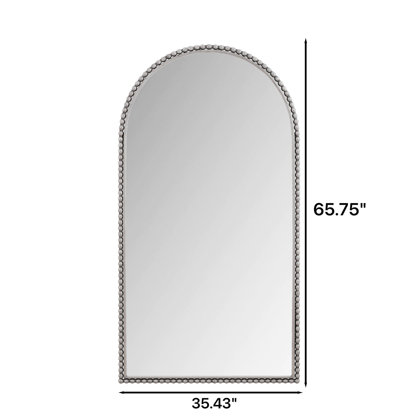 Arch Retro Full Length Mirror With Supporting Feet - Silver