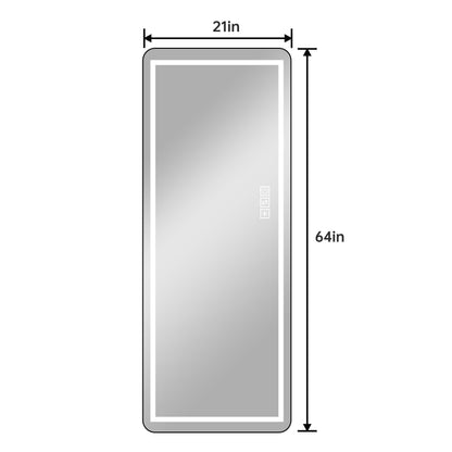 Full-Length Vertical Mirror With LED Light, Dimming Wall Mirror With Frame
