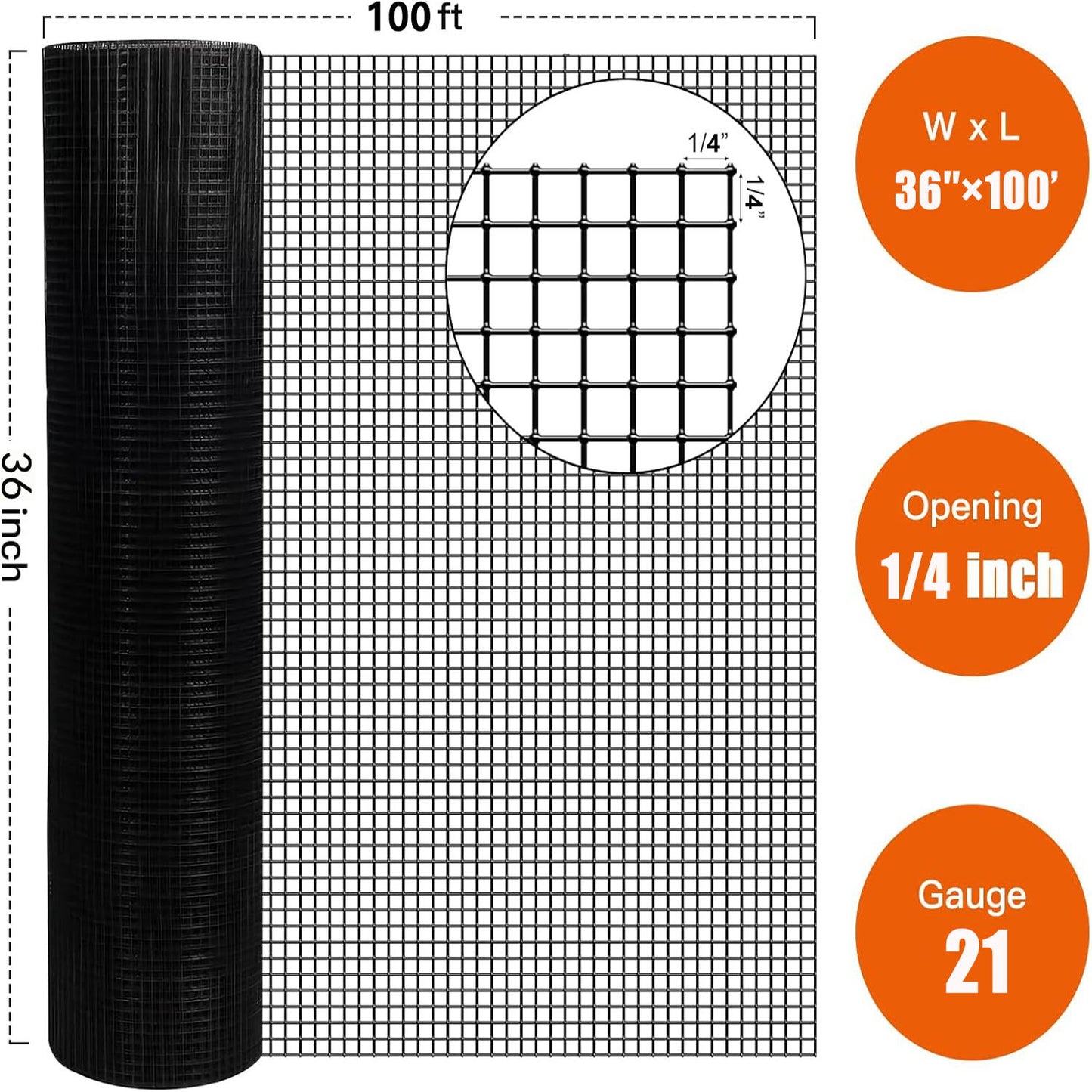 Vinyl Coated Hardware Cloth, Welded Wire Fence For Poultry And Home Improvement - Black