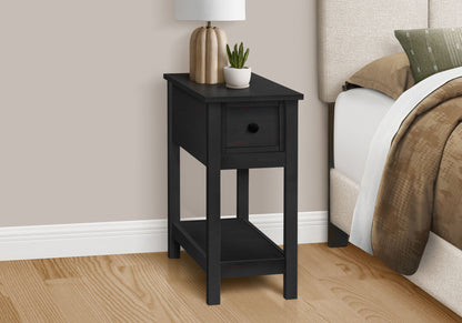 Accent End Table, 2 Tier, Narrow, Lamp, Storage Drawer, Charming Design