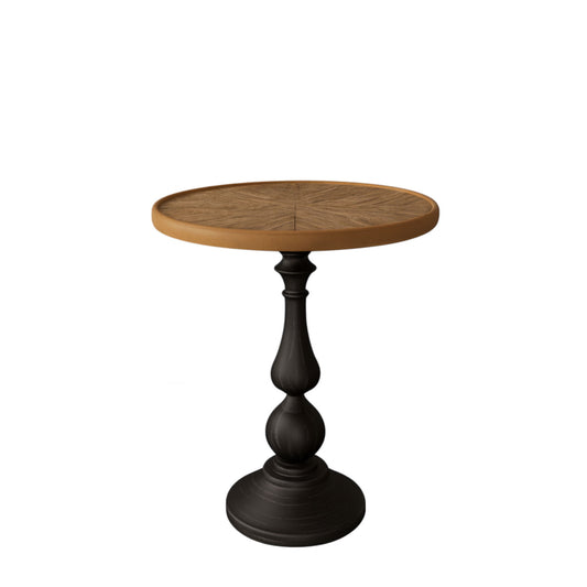 Round End Table With Pedestal Base - Natural Wood
