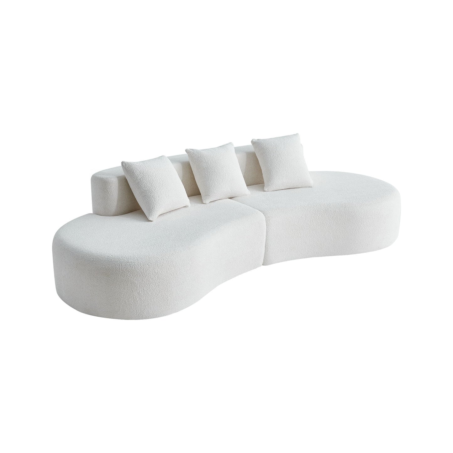 Curved Boneless Couch, Half Moon Sofa, 5 Seat Couch With High Density Foam Filled For Living Room - White