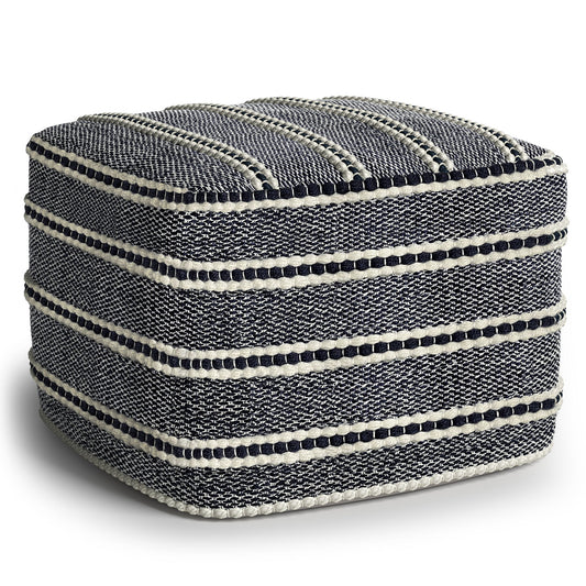 Corrie - Square Outdoor / Indoor Pouf - Navy / White