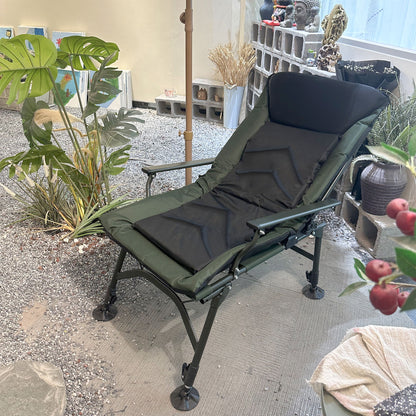 Camping Lounge Chair, Portable Folding Reclining Camping With Adjustable Backrest For Indoor And Outdoor Camping Beach Hiking Fishing - Green / Black