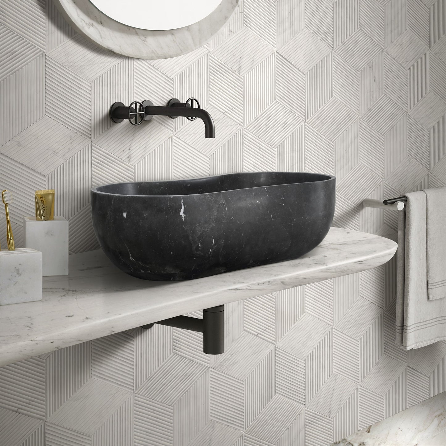 Bathroom Vessel Sink With Wavy Design