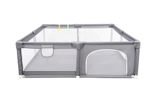 Fabric Baby Playpen, Baby Fence Play Area With Anti Slip Base - Gray