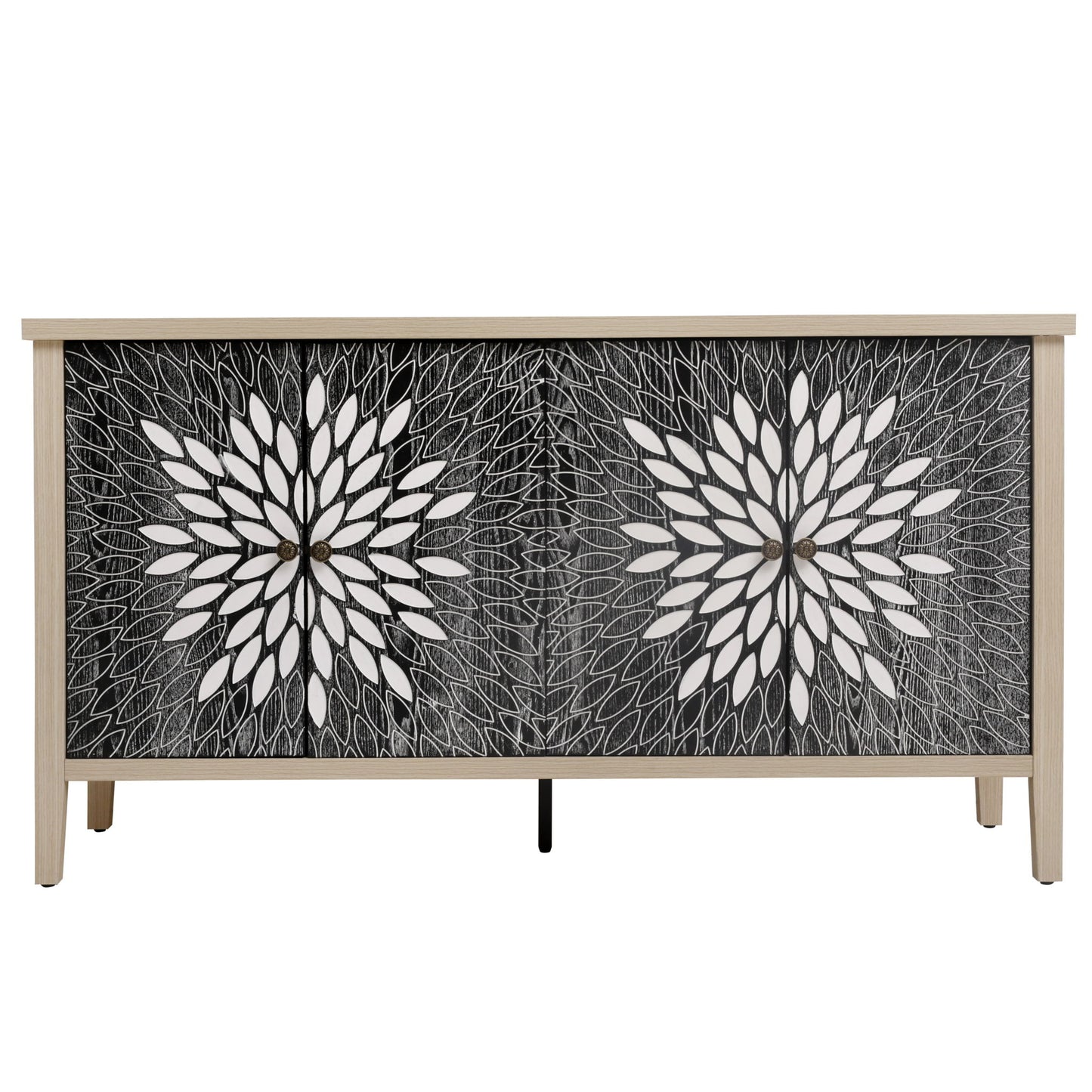 Modern Storage Cabinet With 4 Doors & Adjustable Shelves