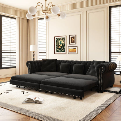 3 In 1 Pull Out Sofa Bed With Movable Ottoman