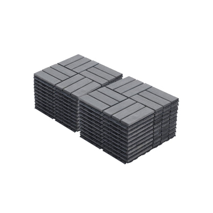 Acacia Wood Interlocking Deck Tiles Checker Pattern For Outdoor Flooring