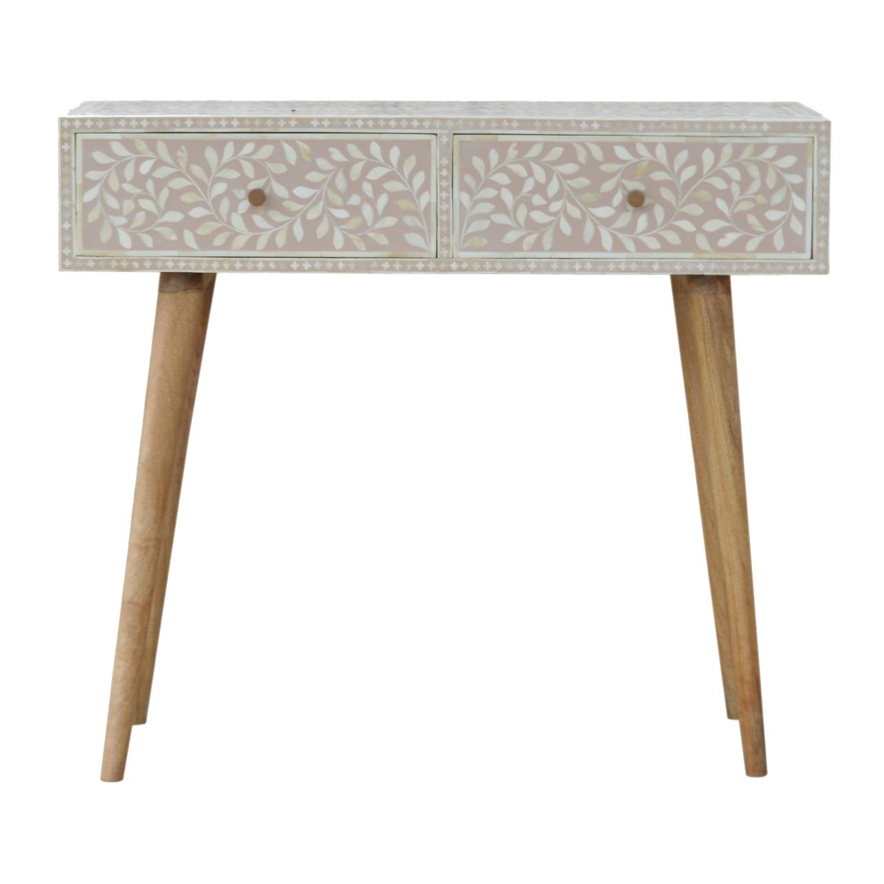 Floral Bone Console - Beige / White