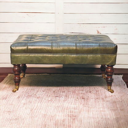 Buffalo - Leather Ottoman With Castor Legs