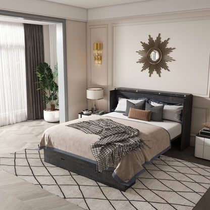 Murphy Bed With Storage Drawers And Charging Cabinet, Foldable Panels, Swivel Wheels