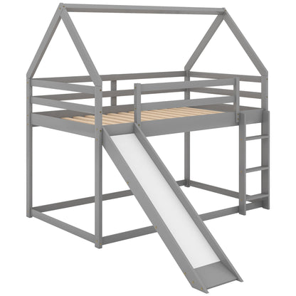 House Shape Bunk Bed With Slide And Ladder
