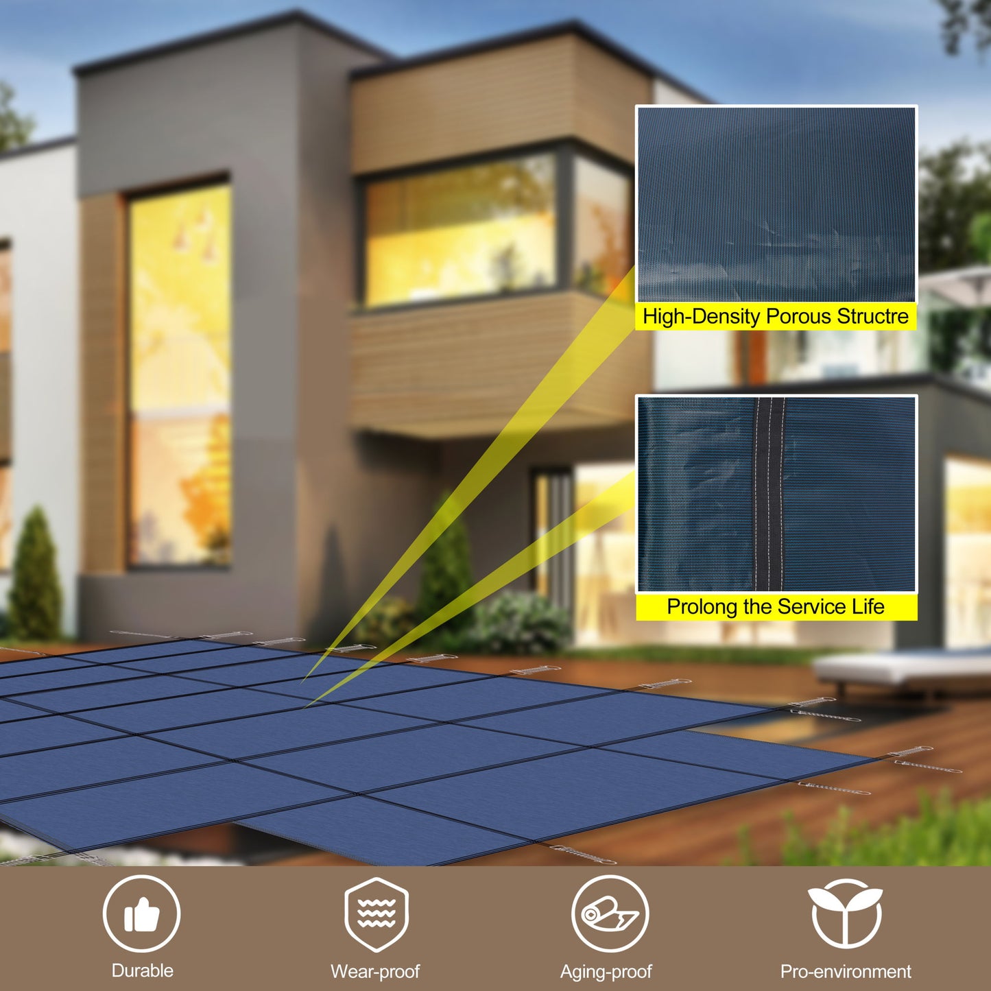 16 X 32 Ft High Strength Pool Safety Cover For Inground Winter Swimming Pools With Center End Step