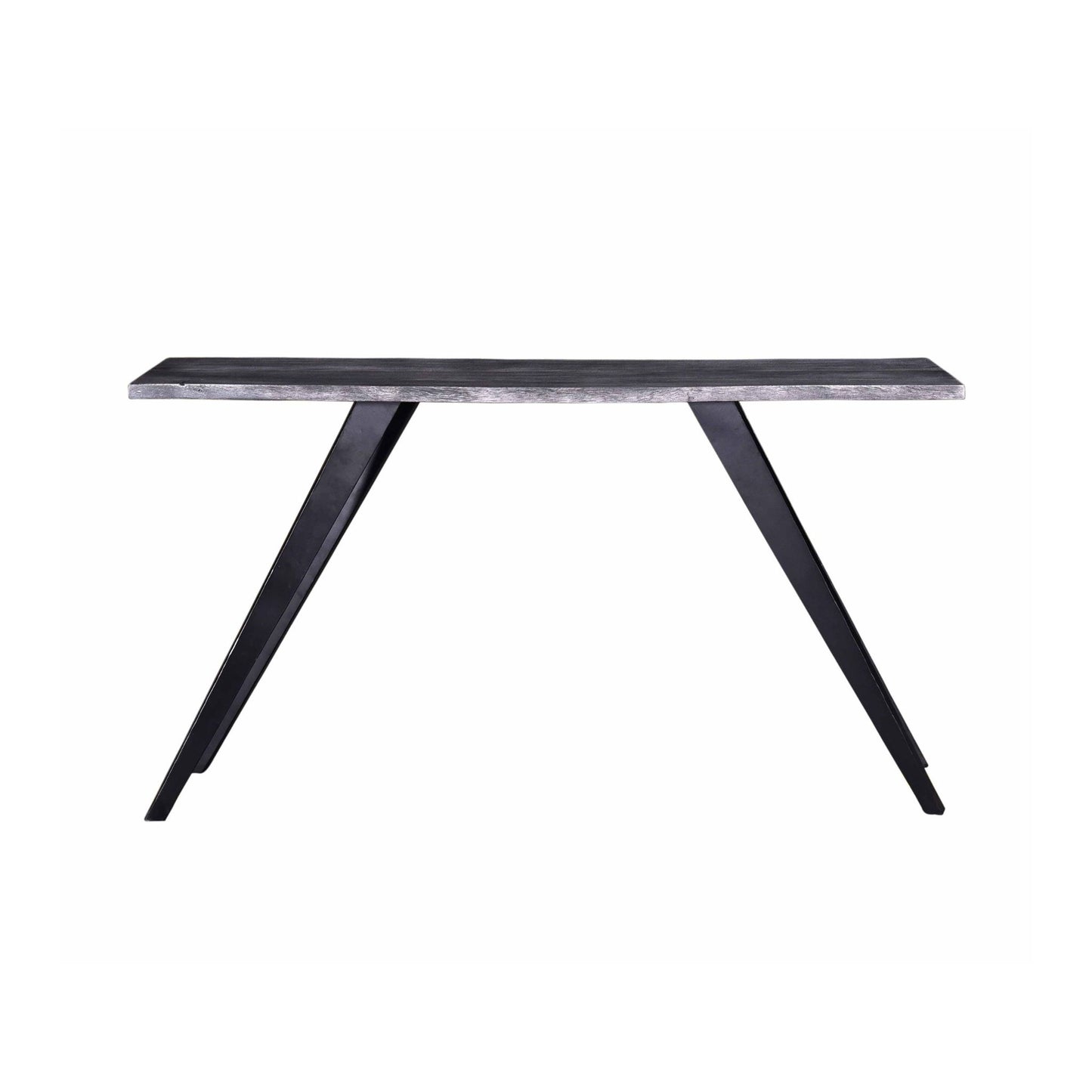 Acacia Wood And Metal Console Table, Live Edge, Angled Legs, Modern Living Room Furniture - Gray / Black