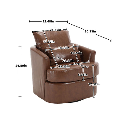 Modern Barrel Comfy Round Accent Sofa Chair, 360 Degree Swivel