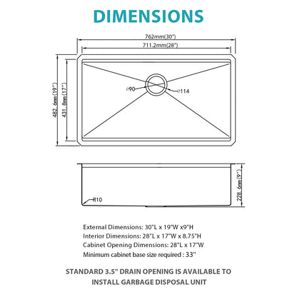 Undermount Workstation Kitchen Sink Stainless Steel Single Bowl