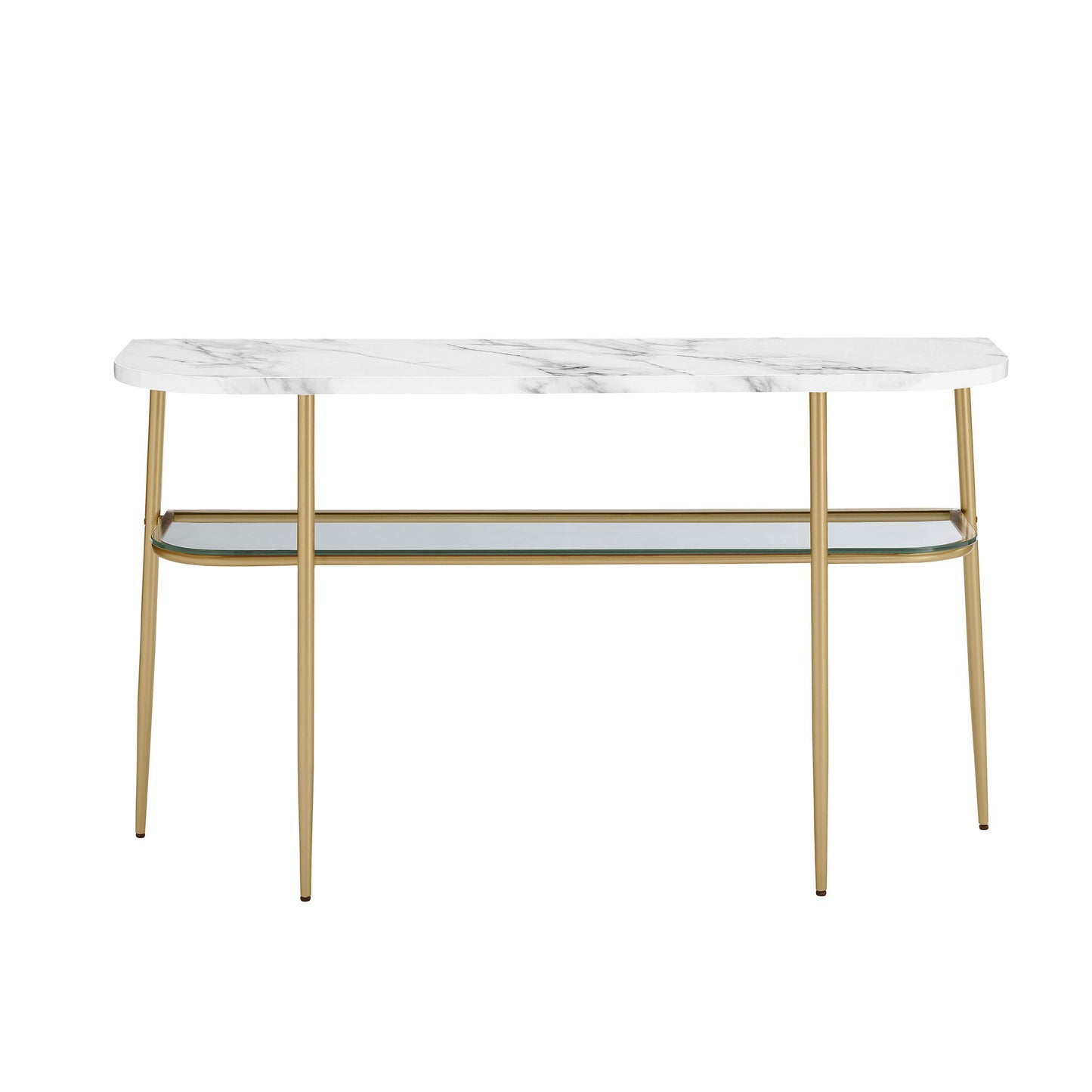 Modern Minimal Curved Entry Table - Gray / Gold