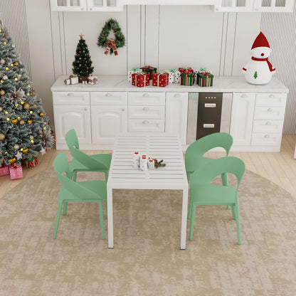 4 Piece Set Of Modern Designed Single Chairs With Long Table