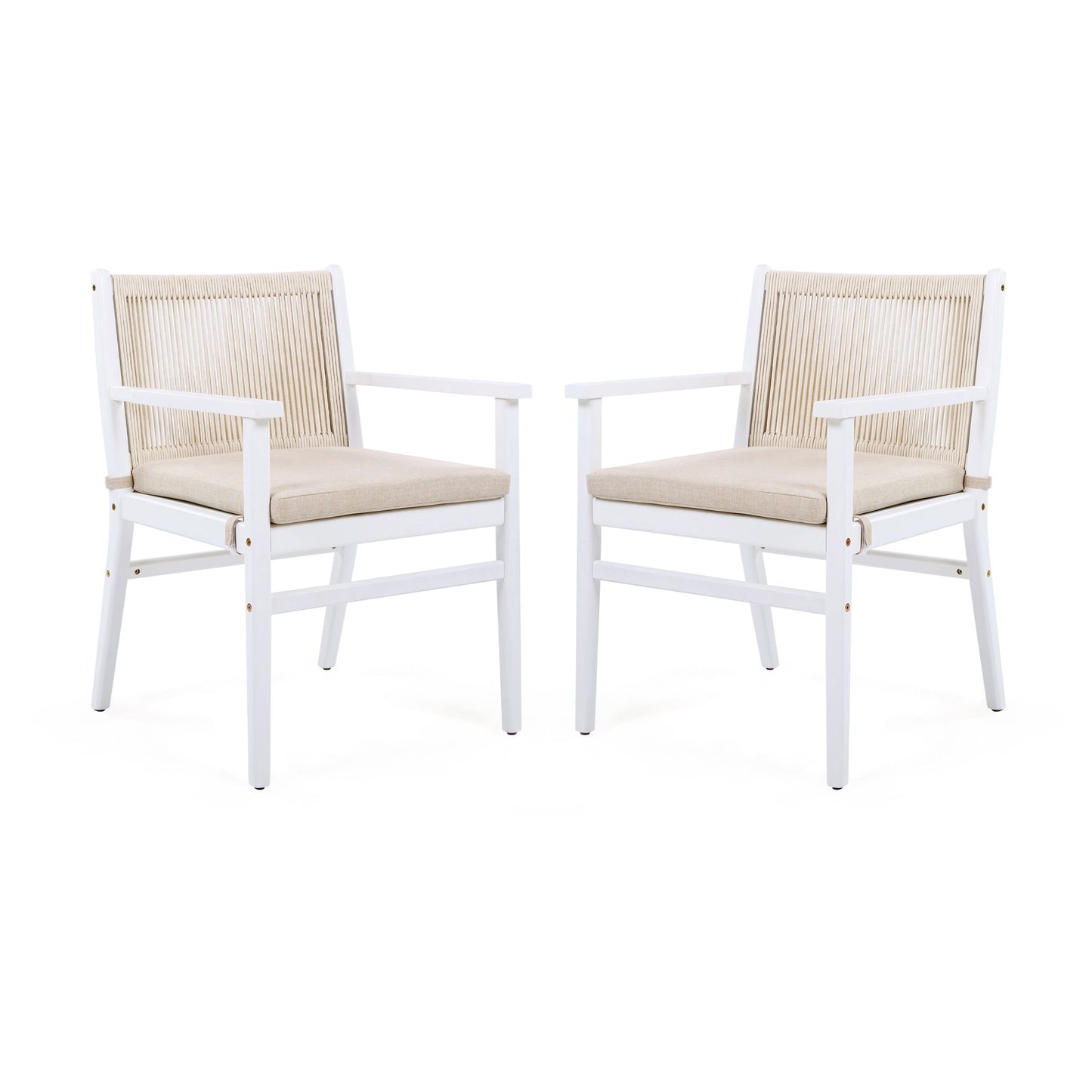 Outdoor Acacia Wood Patio Dining Armchair (Set of 2)