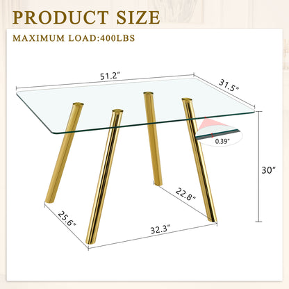 Rectangular Design Dining Table - Gold