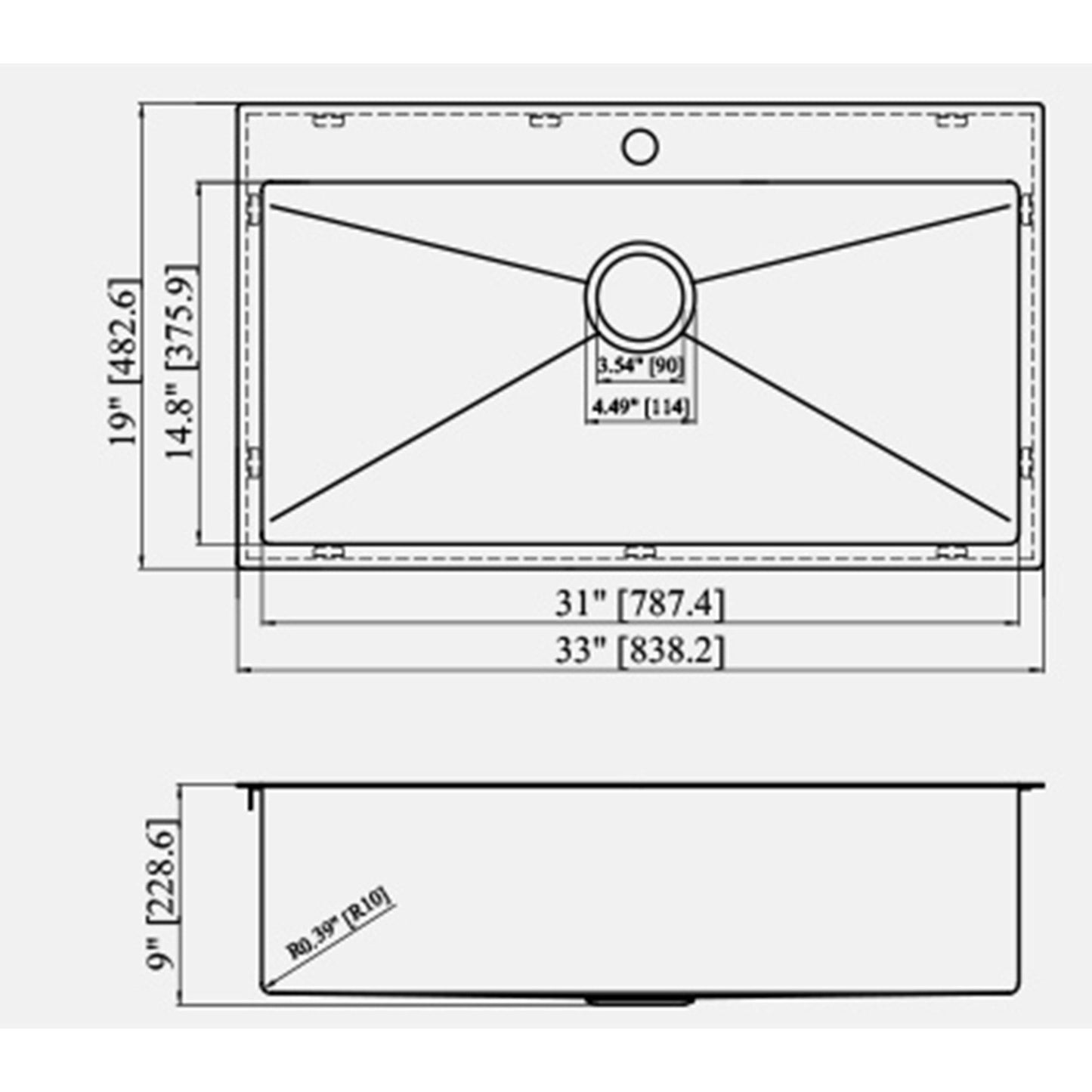 Stainless Steel Drop In Kitchen Sink, Topmount