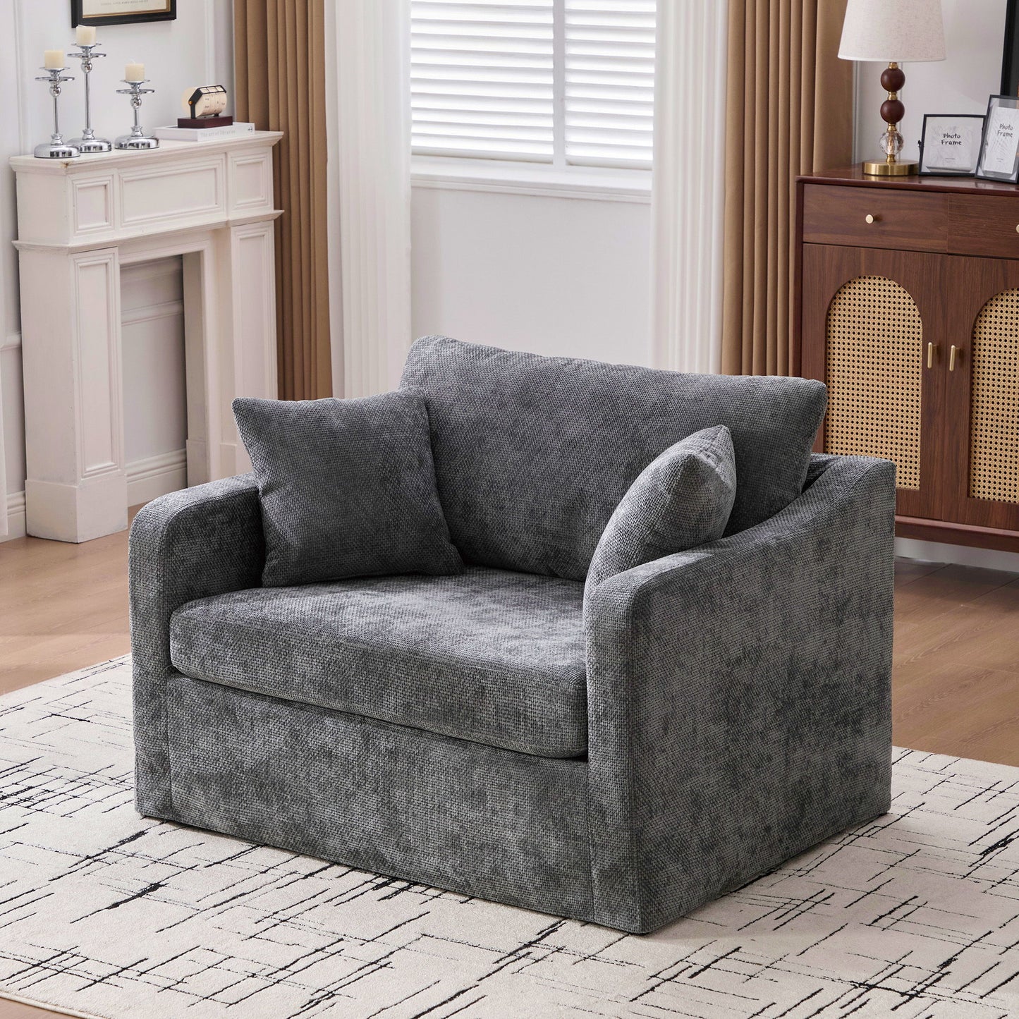 Accent Chair With 2 Bolster Pillows