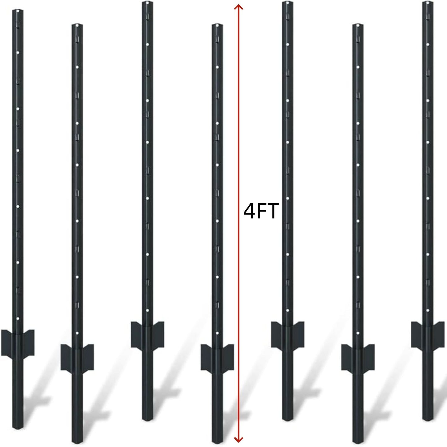 4 Foot U-Shaped Metal Garden Fence Posts Set For Wire Mesh Fencing