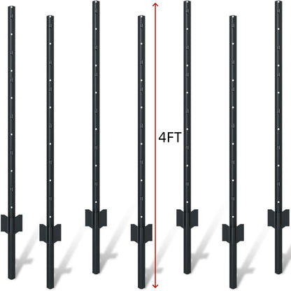 4 Foot U-Shaped Metal Garden Fence Posts Set For Wire Mesh Fencing