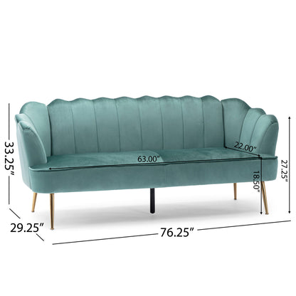 Modern Glam 3 Seater Sofa With Velvet Texture