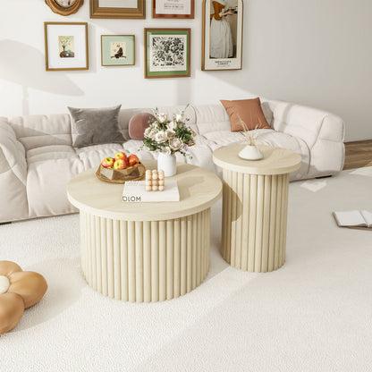 Modern Round Coffee Table And Side Table (Set of 2)