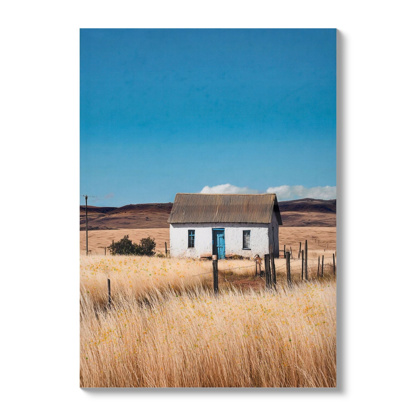 House, Barn Picture Wall Art For Home Decor - Natural / Blue