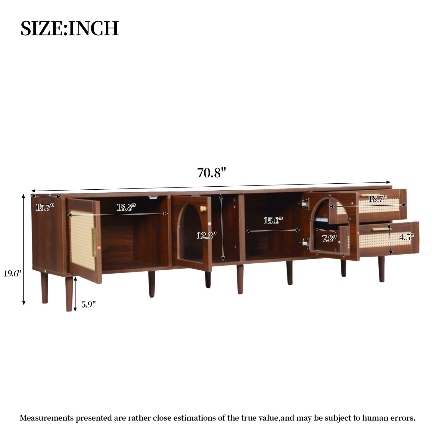 TV Stand With App-Controlled LED Lights, 2 Drawers & Door Storage