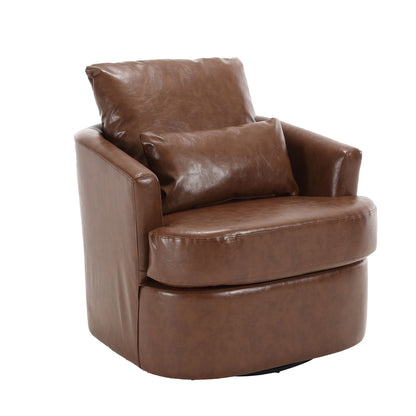 Modern Barrel Comfy Round Accent Sofa Chair, 360 Degree Swivel