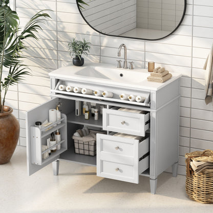 Bathroom Vanity & Top Sink, Modern Bathroom Storage Cabinet With 2 Drawers And A Tip-Out Drawer