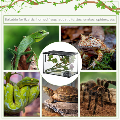 Pawhut - 14 Gallon Reptile Glass Terrarium Tank With Decor Kit Breeding Box Full View With Visually Appealing Sliding Screen Top For Lizards Frogs Snakes Spiders - Black