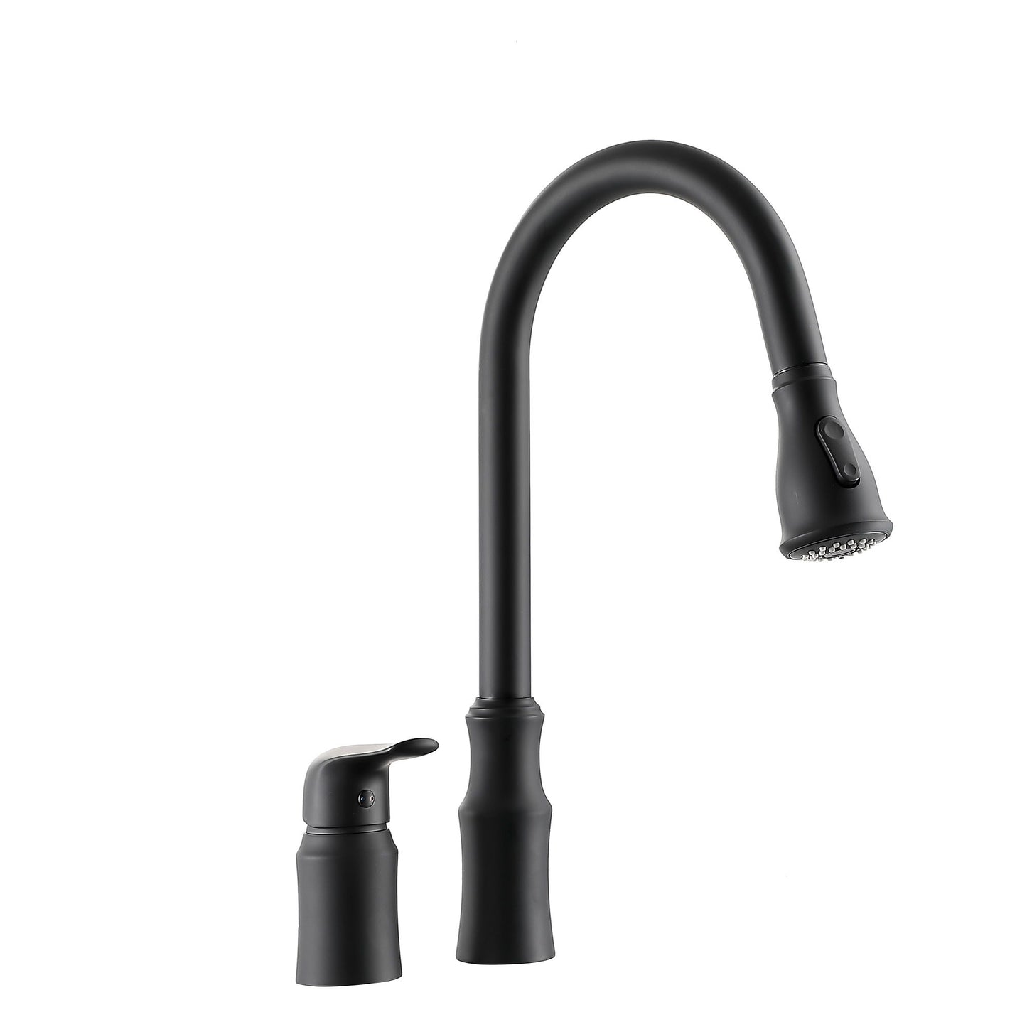 16.9" Kitchen Sink Faucet With Separate Handle And Pull Down Sprayer, Lead Free Brass - Matte Black