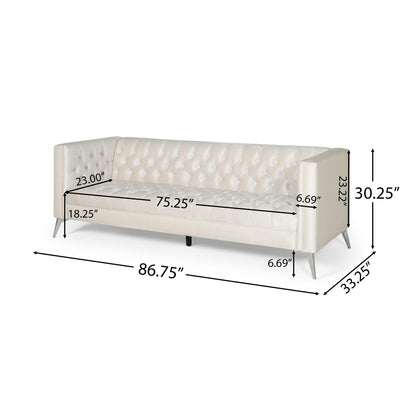 Contemporary 3 Seater Sofa With Button Tufting