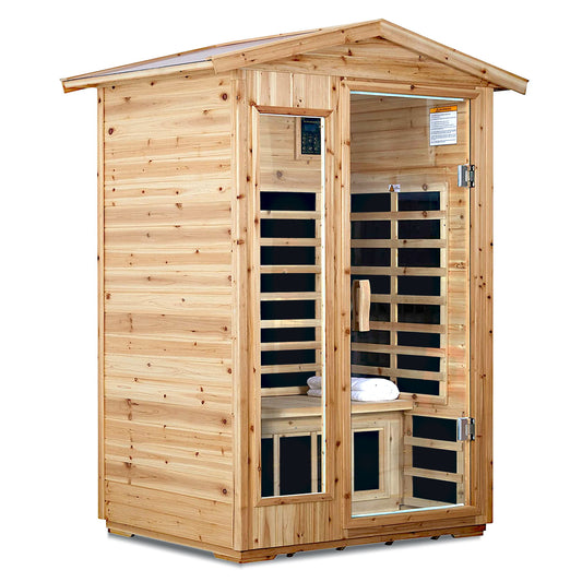 2 Person Far Infrared Old Fir Outdoor Sauna Room - Natural
