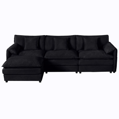 Modern Comfy Deep Seat Modular Sectional Sofa Cloud Couch With Ottoman