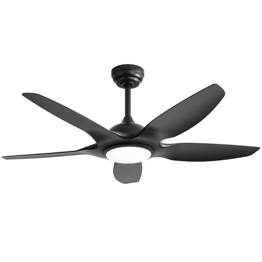 Ceiling Fan With Dimmable LED Light And Remote Control, 5 Blades DC Motor - Black