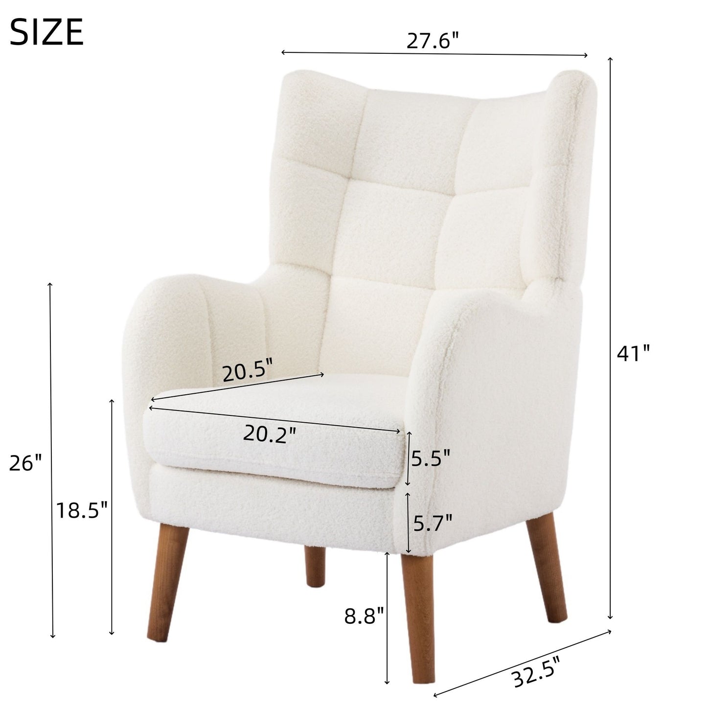 Accent Chair With Birch Wood Legs - White