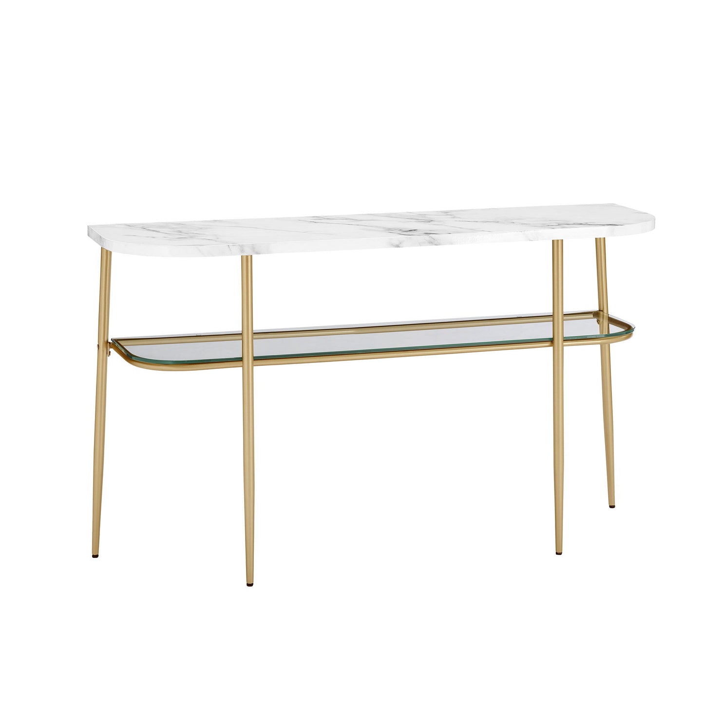 Modern Minimal Curved Entry Table - Gray / Gold