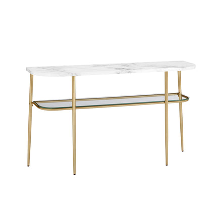 Modern Minimal Curved Entry Table - Gray / Gold