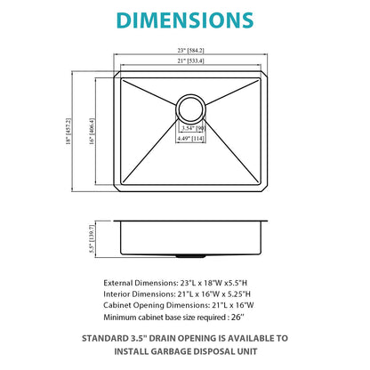 Undermount Sink, Low Depth Single Bowl