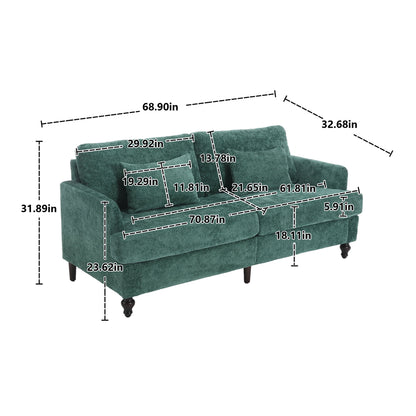 Mid Century Modern Chenille Fabric Loveseat Sofa, 2 Seat Upholstered Couch