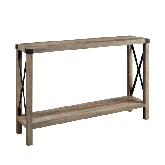 Farmhouse Metal X Table With Lower Shelf