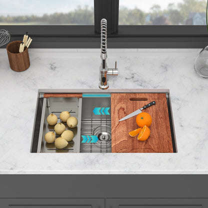 Undermount Workstation Kitchen Sink Stainless Steel Single Bowl