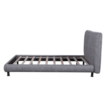 Upholstered Platform Bed With 2 Large Headrests And Thick
